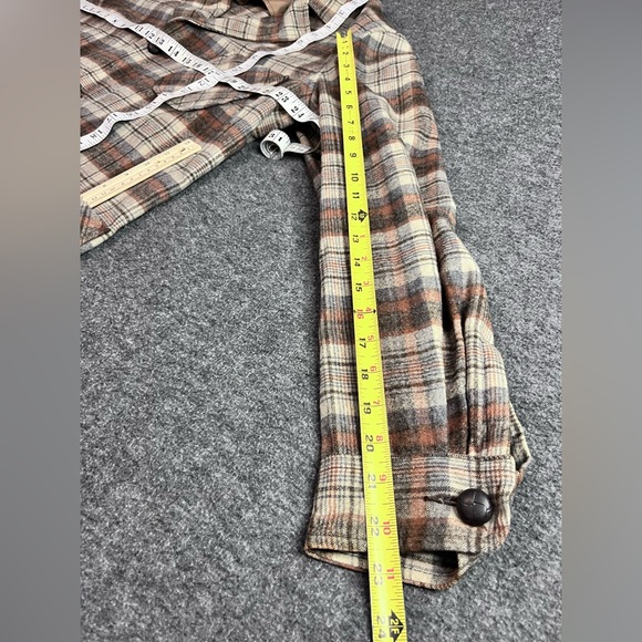 Pendleton Lightweight Shirt Jacket Brown & Beige Plaid VTG Mens Large EUC - Picture 9 of 9